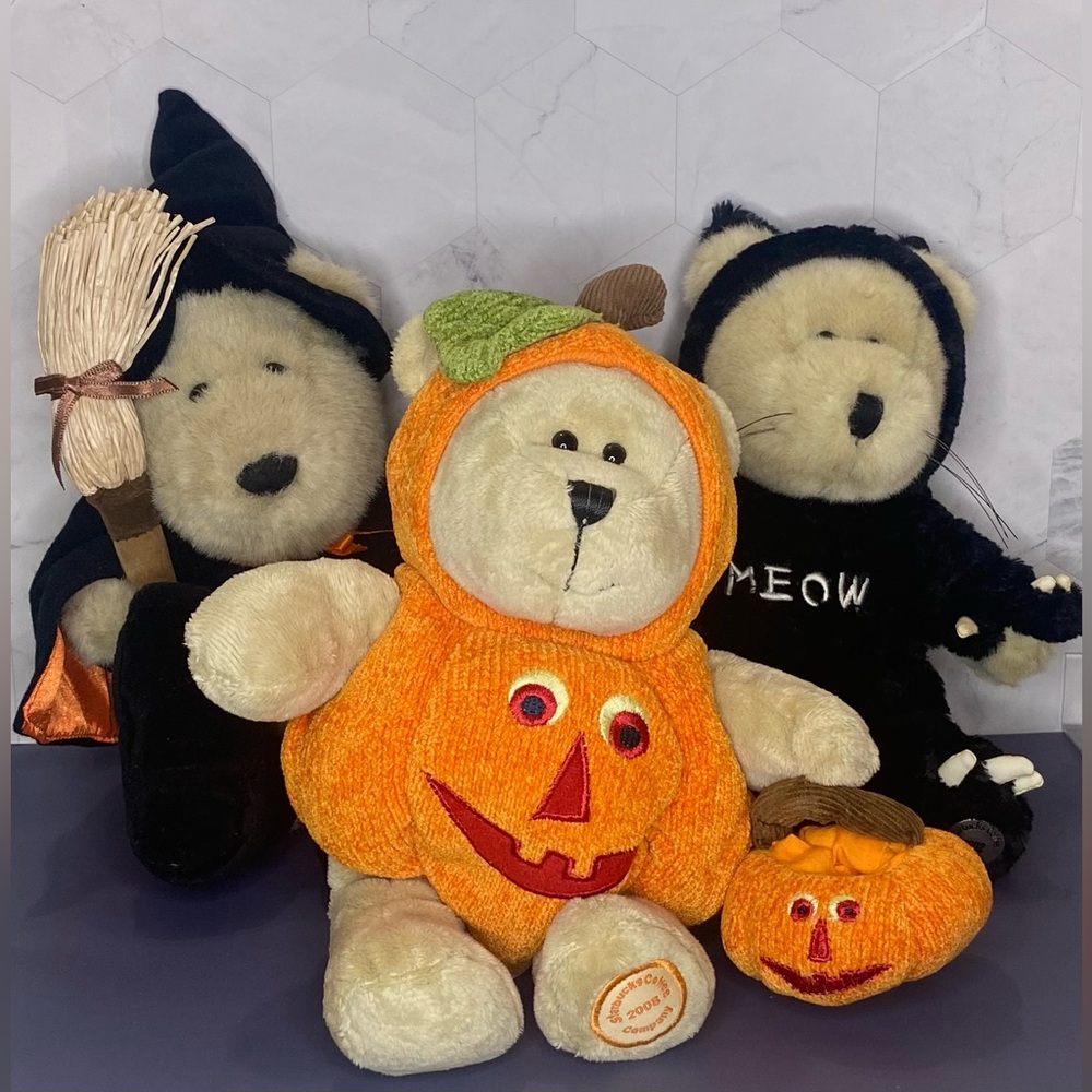 LotOf3 Halloween Starbucks Bearistas: Witch/BlackCat/OrangeJackO’Lantern